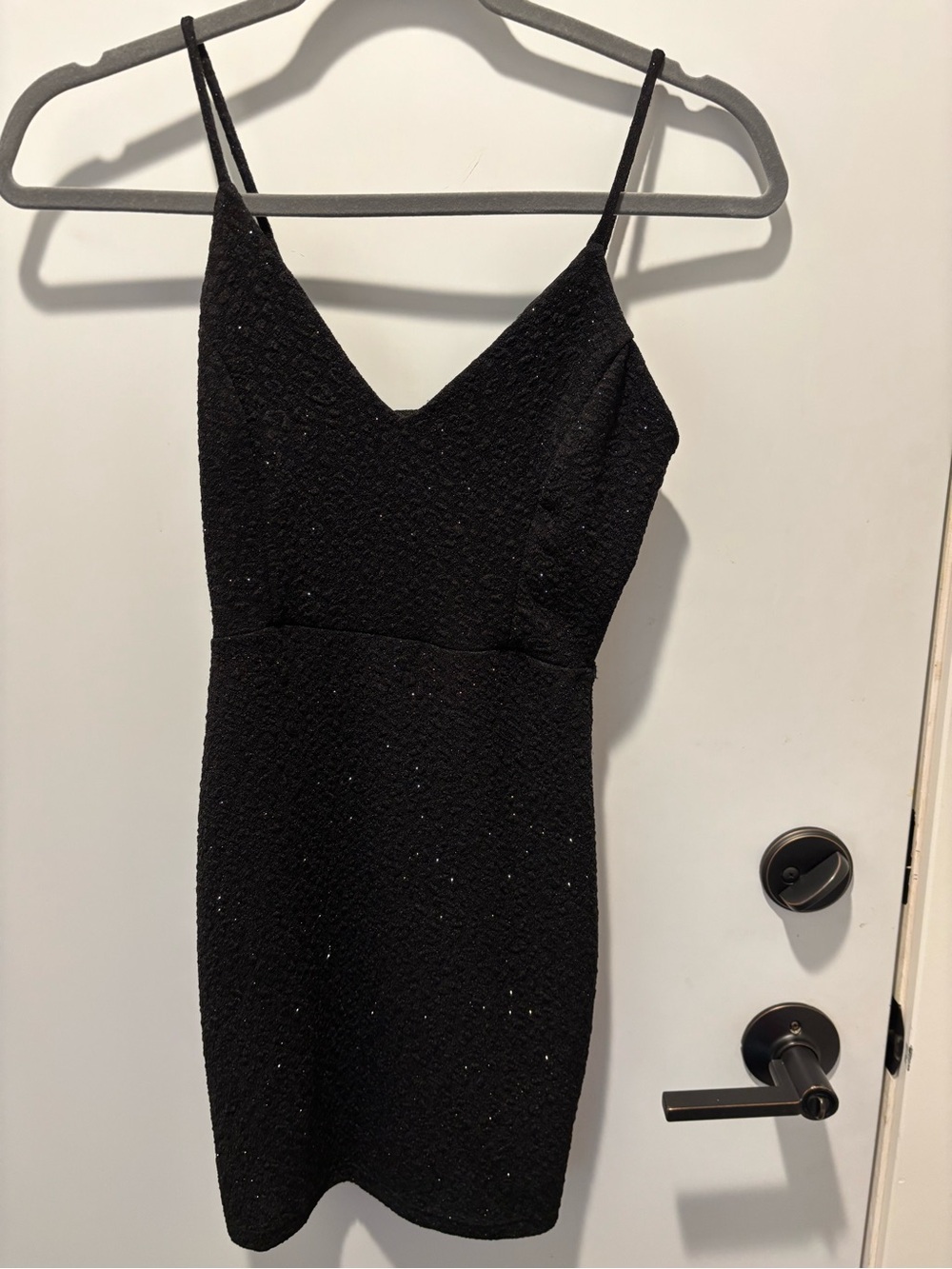Windsor Black Sequin V-Neck Spaghetti-Strap Mini Dress - size XS